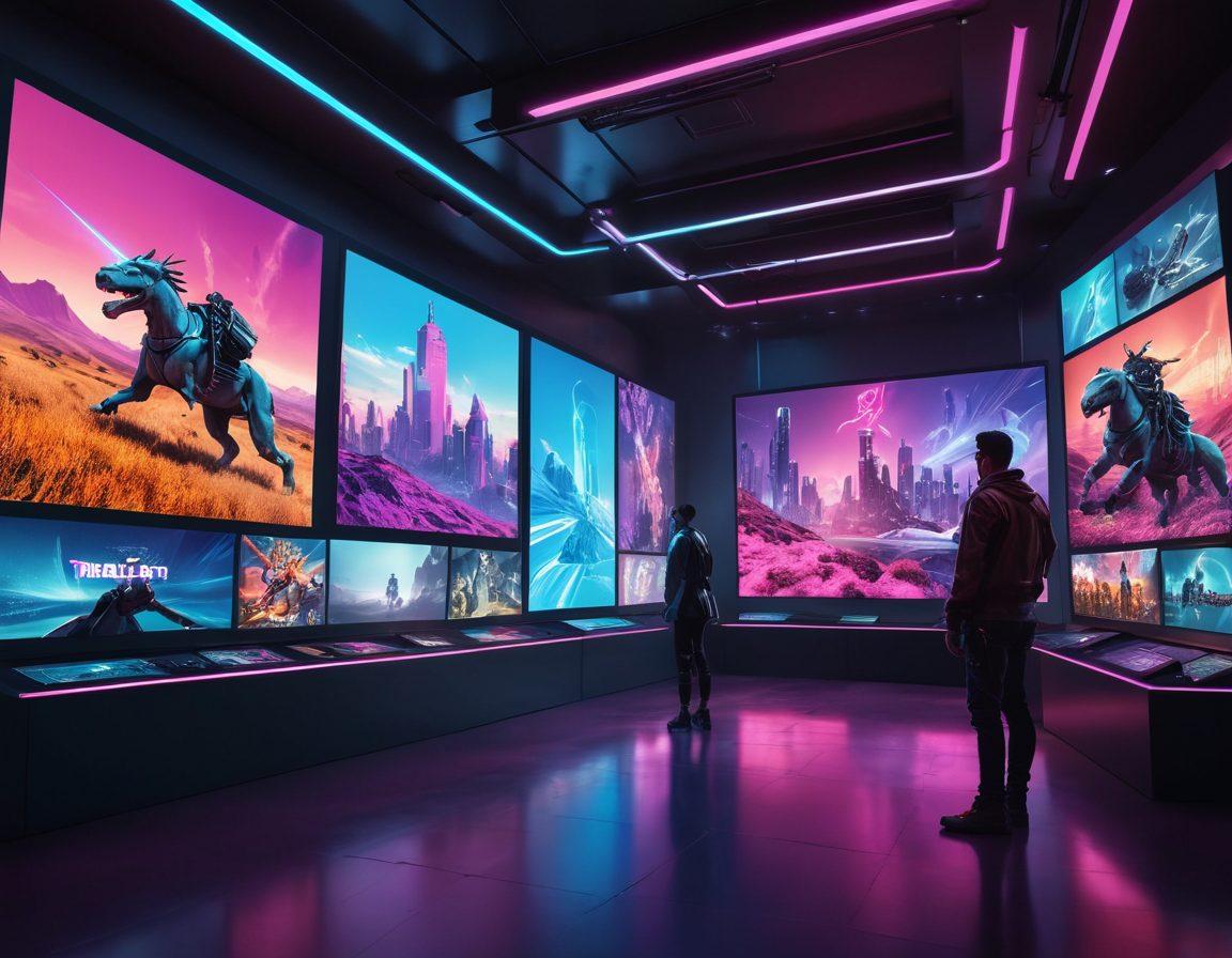 A futuristic digital landscape reflecting the evolution of video content, featuring sleek screens displaying diverse X-rated entertainment genres. Include intriguing silhouettes of viewers engaged in immersive experiences, layered with elements of technology and creativity. Convey a sense of vibrant energy and accessibility in the new era. cyberpunk. vibrant colors. 3D.